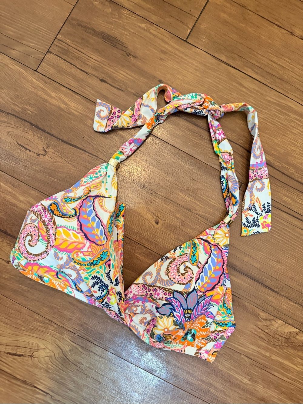 Lauren Ralph Lauren Vibrant Paisley Halter Bikini Top Size XS Halter Boho
